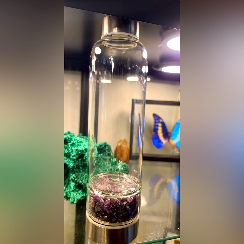 Crystal water bottle amethyst